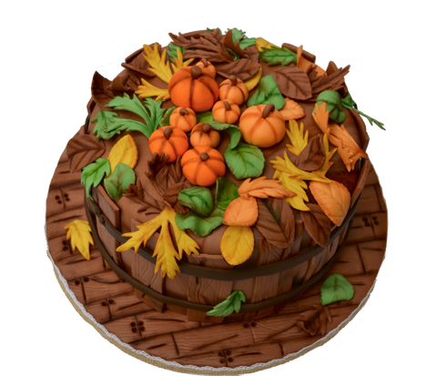 Fall Cake. Thanksgiving Cake. Changing colour leaves cake. wooden cake. pumpkin cake. Sugar Street Boutique. Toronto Cakes.