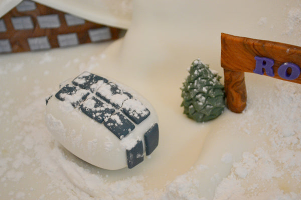 ski cake by Sugar Street Boutique. Sugar Street Boutique Toronto. Ski cake. snow cake. slope ski cake. skier cake. gondola cake. cabin cake. slope cake. red velvet cake. designer cake. ski cake toronto. 