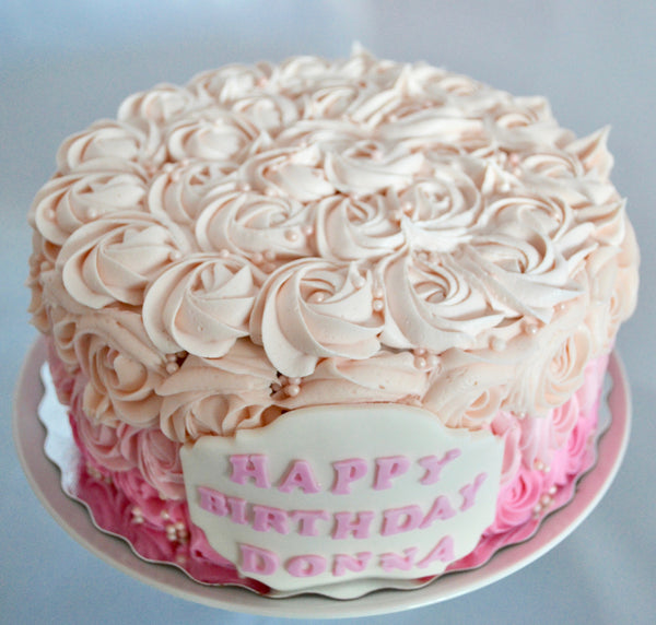 pink ombre rosette carrot cake with cream cheese icing by Sugar Street Boutique Toronto
