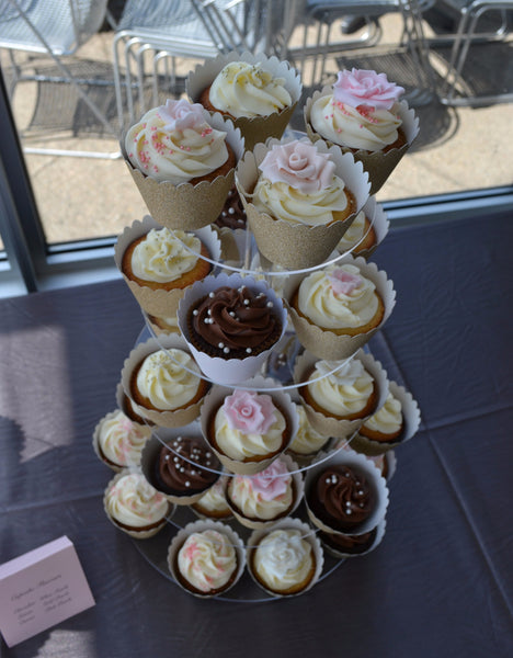 Wedding Roses Cupcakes & Cake, made with edible handmade fondant roses for a wedding or bridal shower  by Sugar Street Boutique Toronto
