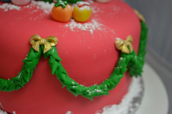 Chocolate Christmas Tree Cake decorated and covered with fondant by Sugar Street Boutique Toronto