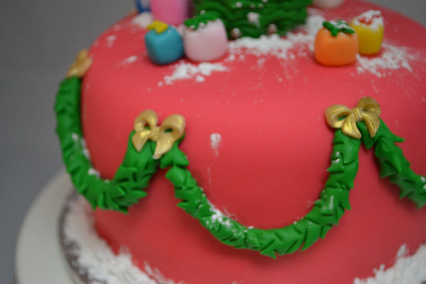 Chocolate Christmas Tree Cake decorated and covered with fondant by Sugar Street Boutique Toronto