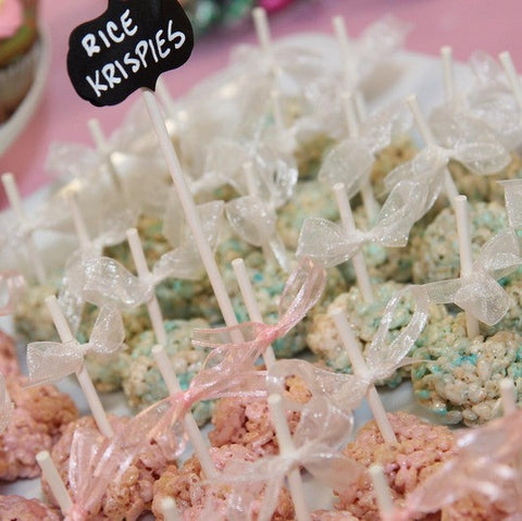 Rice Krispies by Sugar Street Boutique Toronto Ontario Canada luxury rice krispies colourful with bows gender reveal sweets