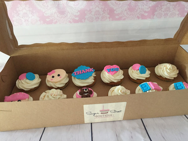Baby cupcakes by Sugar Street Boutique. Toronto. Baby Cupcakes. Thank you Cupcakes.