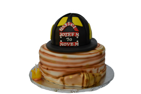 firefighter cake. firefighter helmet and hose cake toronto. Cake was made for a firefighter of vanilla cake and lemon cake. Firefighter cake made by Sugar Street Boutique Toronto