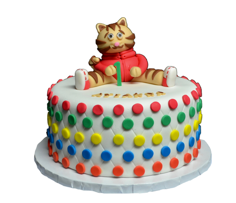 Daniel the tiger cake for a 1st birthday party, vanilla flavoured and fondant covered with edible daniel the tiger by Sugar Street Boutique 