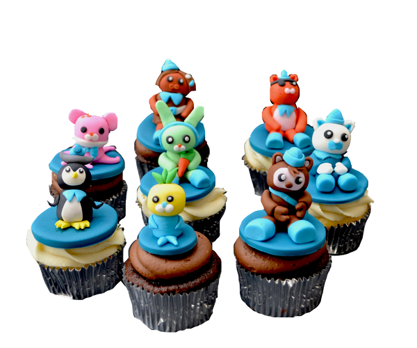 Octonauts chocolate and vanilla Cupcakes with toppers by sugar street boutique toronto