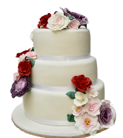 WRAPAROUND FLOWERS ON 3 TIER WEDDING CAKE. PEONIES WEDDING CAKE. ROSES CAKE. 3 TIER CAKE. TORONTO WEDDING CAKES. SUGAR STREET BOUTIQUE TORONTO. VINEYARD WEDDING CAKE. RED PINK AND PURPLE CAKE. FLOWERS CAKE. 