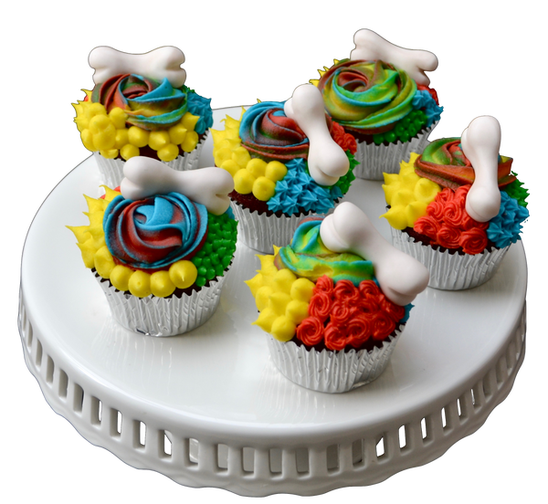 dog bone cupcakes. dog birthday cupcakes. colourful icing cupcakes. toronto cupcakes. sugar street boutique toronto.