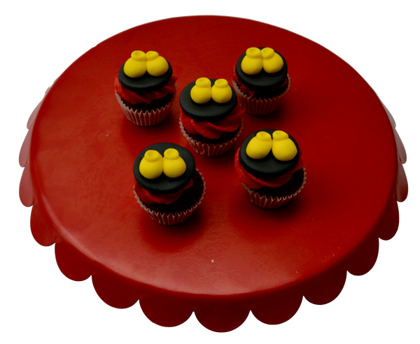mickey mouse shoes cupcakes toppers. red velvet cupcakes by sugar street boutique toronto