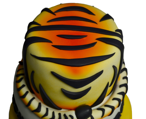 3 tier tiger cake with african sunset for we can see the tiger by Sugar Street Boutique