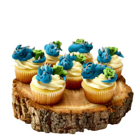 Vanilla cupcakes with fondant edible dragons by sugar street boutique toronto