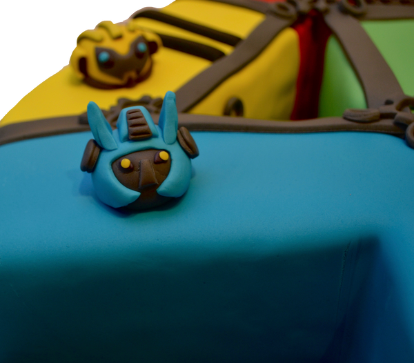 rescue bots transformers cake shaped in the number 4 cake, made of vanilla with dulce de leche by Sugar Street Boutique Toronto Cakes.