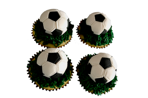soccer ball cupcakes with edible icing grass by sugar street boutique cupcakes toronto