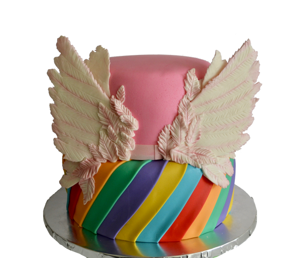 2 Tier Rainbow Unicorn Cake with Wings by Sugar Street Toronto. Toronto cakes. Best cakes toronto. rainbow cake. multicoloured cake. cake with wings. wing cake. birthday cake. cake designer.