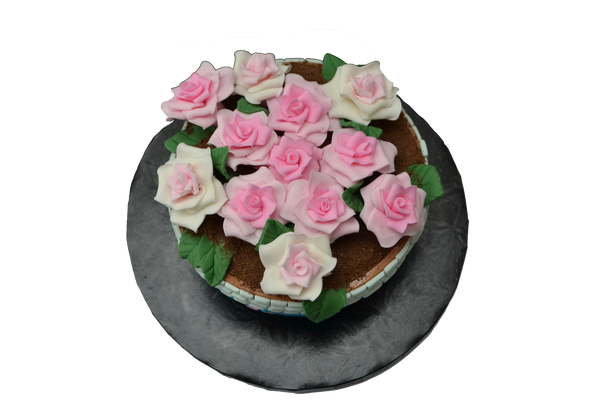 mosaic tile flower pot cake. broken flower pot cake. edible roses. roses cake. floral pot cake. sugar street boutique toronto