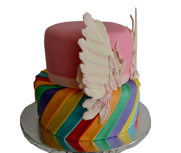 2 Tier Rainbow Unicorn Cake with Wings by Sugar Street Toronto. Toronto cakes. Best cakes toronto. rainbow cake. multicoloured cake. cake with wings. wing cake. birthday cake. cake designer.