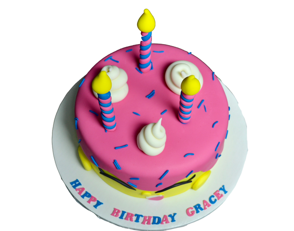 Shopkins themed birthday cake, made of chocolate and fondant candles by Sugar Street Boutique Toronto