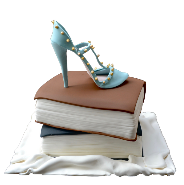 Law book cake. labour and employment law cake. edible valentino shoe. stacked books cake. sugar street boutique. toronto cakes.