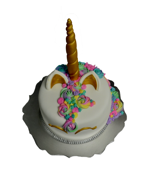 Unicorn chocolate cake covered with fondant and decorated with icing flowers rosettes by sugar street boutique, toronto
