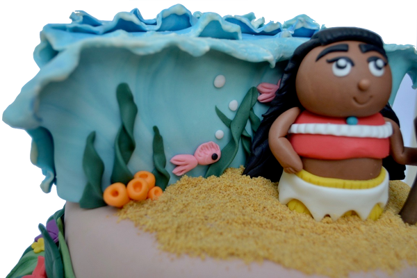 Moana Cake. Toronto Cakes. Sugar Street Boutique. 2 tier moana cake. kids birthday cake. moana birthday cake. best cakes toronto.