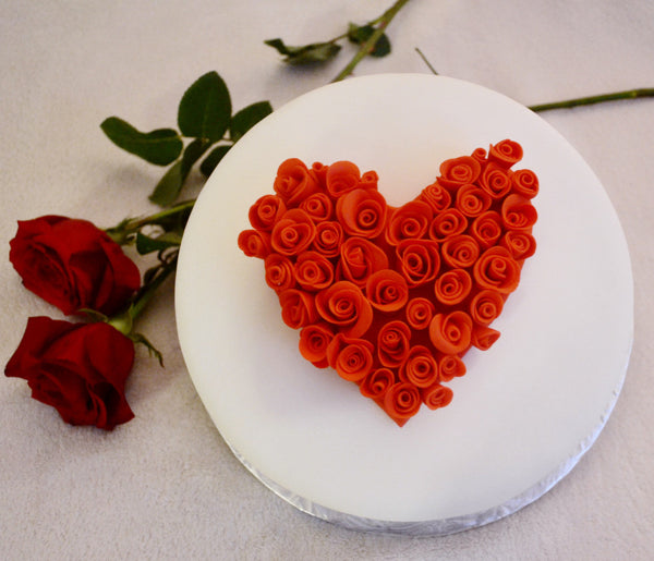 Valentine's Rose Heart Cake by Sugar Street Boutique Toronto Ontario Canada Fondant Edible roses Heart Cake Luxury Cakes Fondant Masterpiece Cake