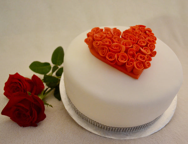 Valentine's Rose Heart Cake by Sugar Street Boutique Toronto Ontario Canada Fondant Edible roses Heart Cake Luxury Cakes Fondant Masterpiece Cake
