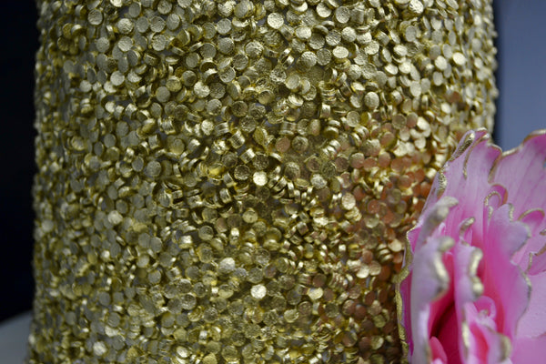 gold sequin and ruffles two tier wedding cake by Sugar Street Boutique Toronto