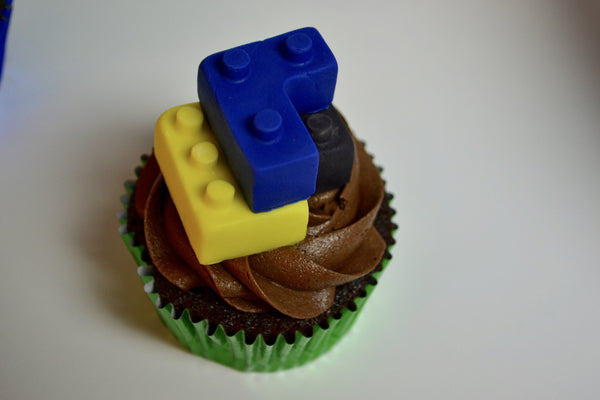 Lego chocolate cupcakes with chocolate icing by Sugar Street Boutique
