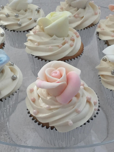 cupcake roses by sugar street boutique-toronto-ontario-canada-designer cupcakes-roses-fondant roses- cupcakes-birthday cupcake-bridal cupcakes-special event cupcakes-flower cupcakes-roses